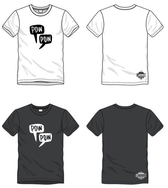 T-shirt pow pow, branca e preta